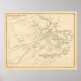 Old Portsmouth NH Map (1892) Vintag New Hampshire Poster