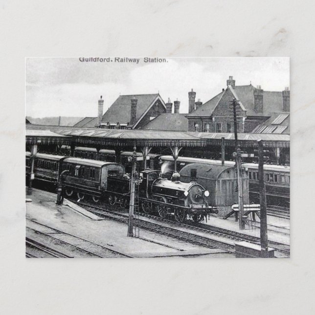 Old Postcard - Bahnhof Guildford Postkarte (Vorderseite)
