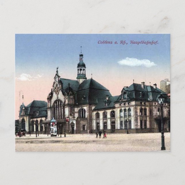 Old Postcard - Bahnhof, Koblenz, Deutschland Postkarte (Vorderseite)