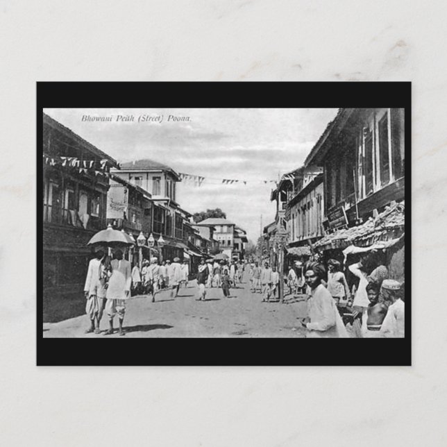 Old Postcard - Bhowani Street, Pune, Indien Postkarte (Vorderseite)