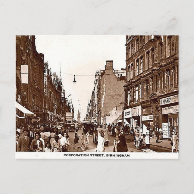 Old Postcard, Birmingham, Corporation St c1950 Postkarte (Vorderseite)