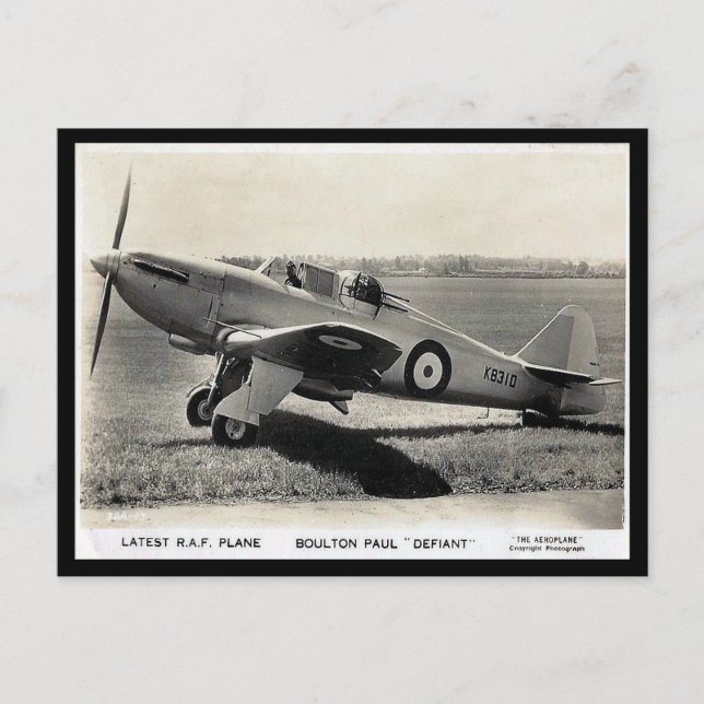 Old Postcard - Boulton Paul "Defiant" Postkarte (Vorderseite)