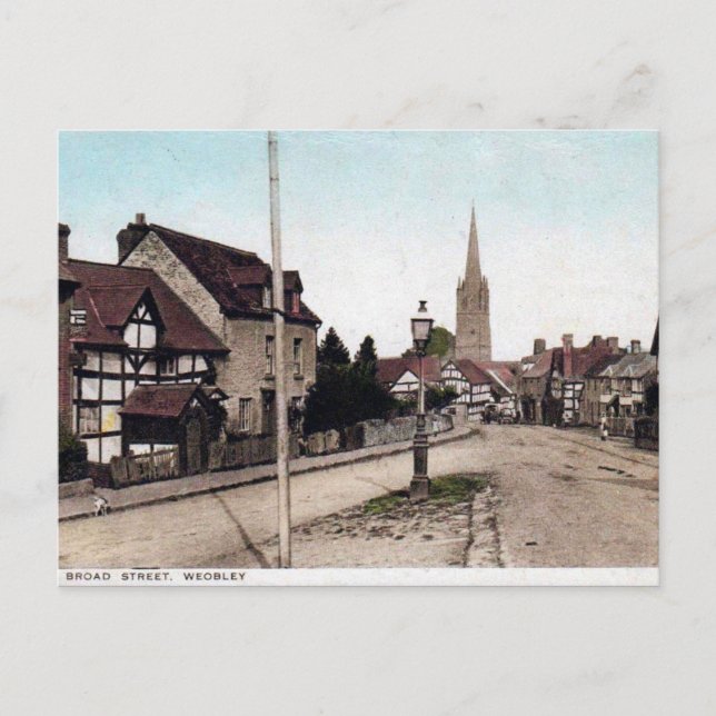 Old Postcard - Broad St, Weobley, Herefordshire Postkarte (Vorderseite)