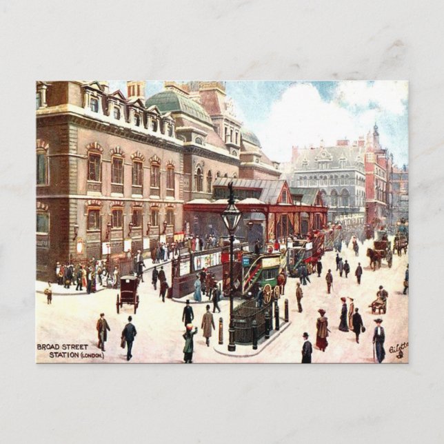 Old Postcard - Broad Street Station, London Postkarte (Vorderseite)