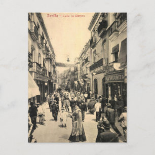Old Postcard - Calle la Sierpes, Sevilla, Spanien Postkarte