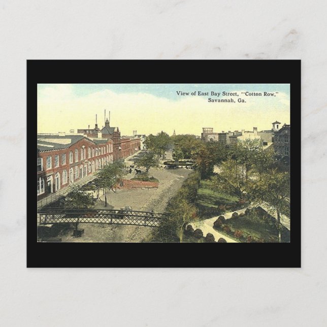 Old Postcard, Cotton Row, Savannah, Georgia Postkarte (Vorderseite)