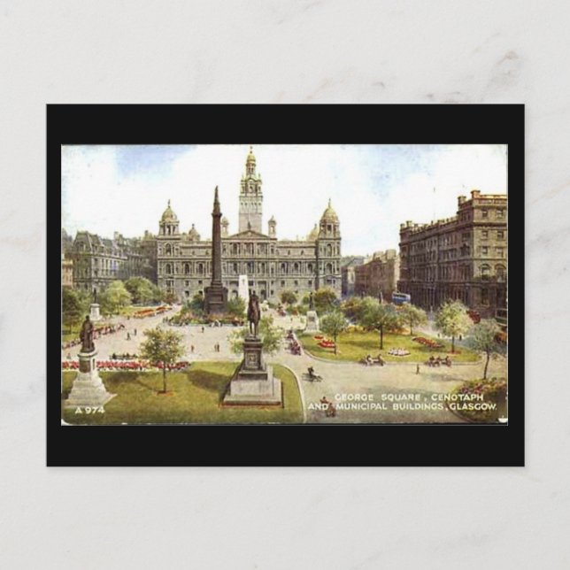 Old Postcard, Glasgow, George Square Postkarte (Vorderseite)