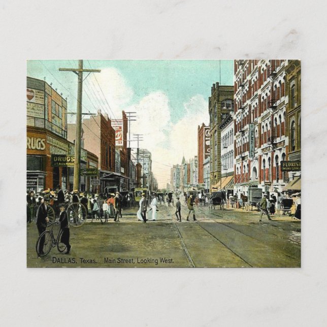 Old Postcard - Main Street, Dallas, Texas Postkarte (Vorderseite)