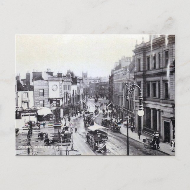 Old Postcard - Market Place, Derby Postkarte (Vorderseite)