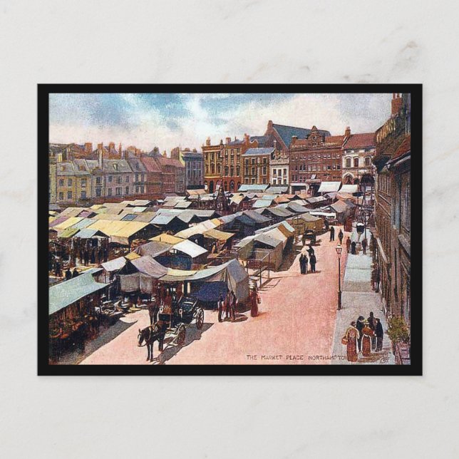 Old Postcard - Market Place, Northampton Postkarte (Vorderseite)