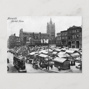 Old Postcard - Norwich Market Place, Norfolk Postkarte