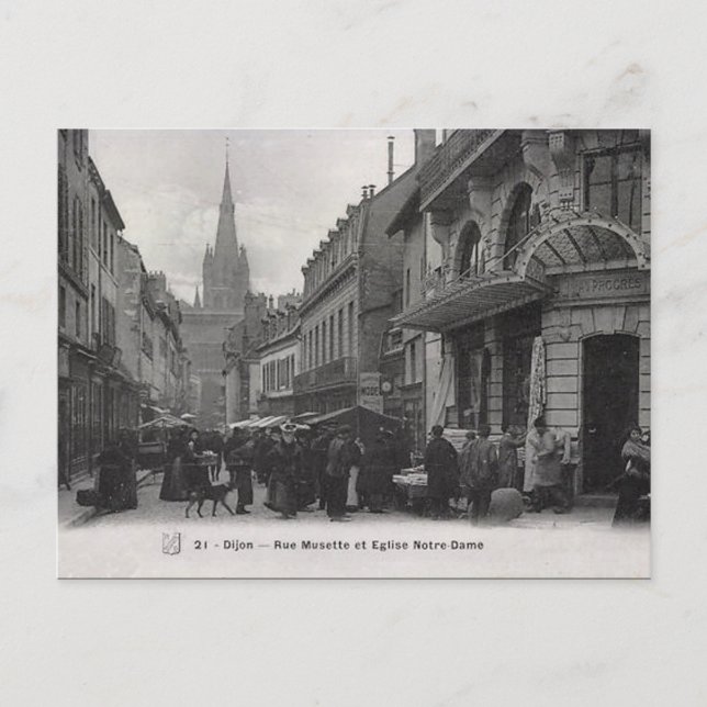 Old Postcard - Rue Musette, Dijon, Frankreich Postkarte (Vorderseite)