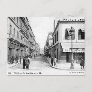 Old Postcard - Rue Saint-Charles, Tunis Postkarte