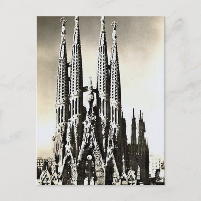 Old Postcard - Sagrada Familia, Barcelona Postkarte (Vorderseite)