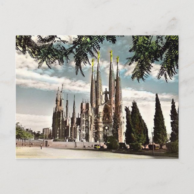 Old Postcard - Sagrada Familia, Barcelona Postkarte (Vorderseite)