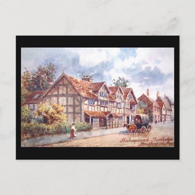 Old Postcard - Shakespeares Geburtsort, Stratford Postkarte (Vorderseite)