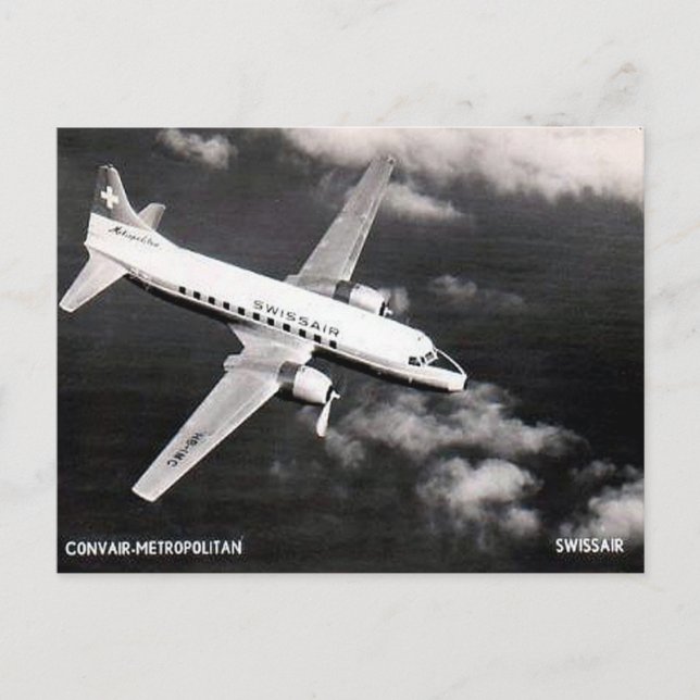 Old Postcard - Swissair Convair "Metropolitan" Postkarte (Vorderseite)