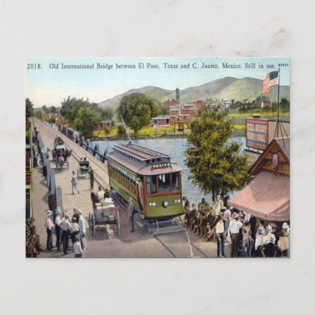 Old Postcard - USA-Mexiko International Bridge Postkarte (Vorderseite)