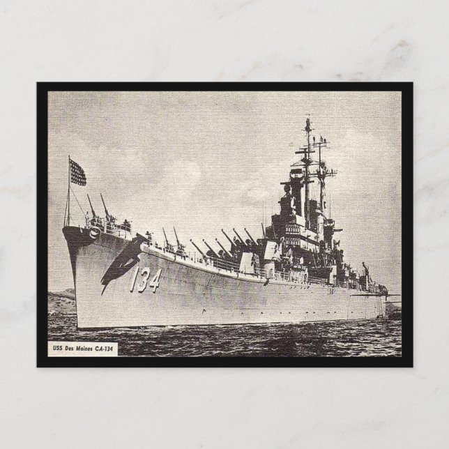 Old Postcard - USS Des Moines Postkarte (Vorderseite)