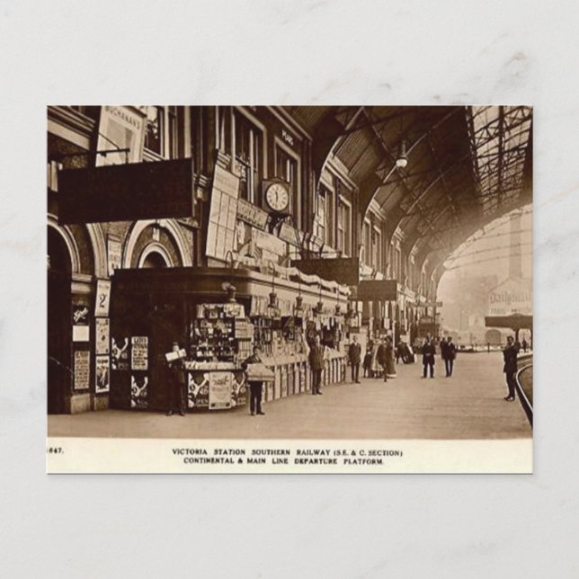 Old Postcard - Victoria Station, London Postkarte (Vorderseite)