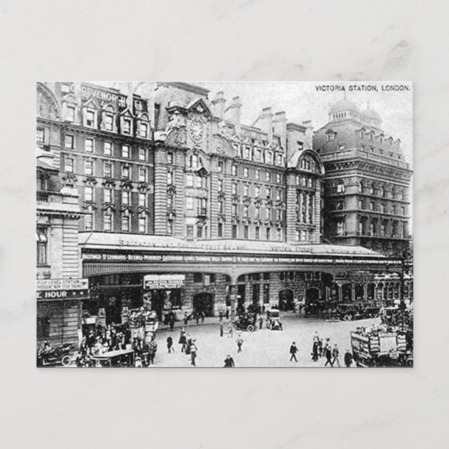 Old Postcard - Victoria Station, London Postkarte (Vorderseite)