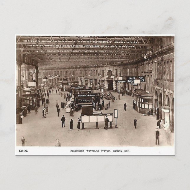 Old Postcard - Waterloo Station, London Postkarte (Vorderseite)