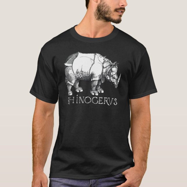 Old Print Rhinoceros Albrecht Durer T-Shirt (Vorderseite)