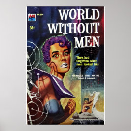 Old Pulp Buch World WIthout Men Poster