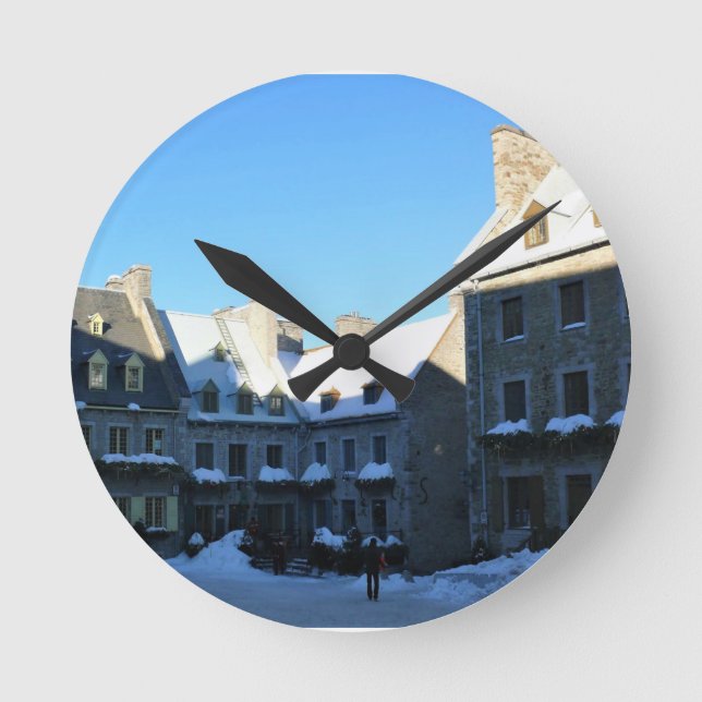 Old Quebec City, Quebec, Kanada Runde Wanduhr (Vorderseite)