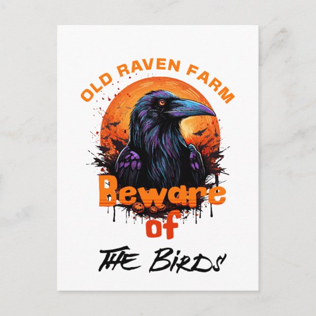 Old Raven Spooky Halloween Postkarte (Vorderseite)