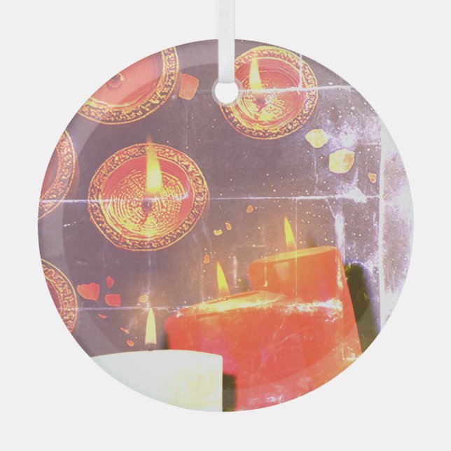 Old red candles ornament aus glas (Vorderseite)