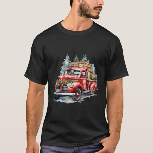Old Red Lieferwagen Semi Truckers Driver Trucker C T-Shirt (Vorderseite)