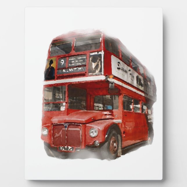 Old Red London Bus Fotoplatte (Vorderseite)