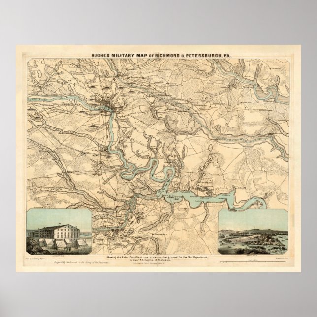 Old Richmond to Petersburg VA Zivil War Map (1864) Poster (Vorne)