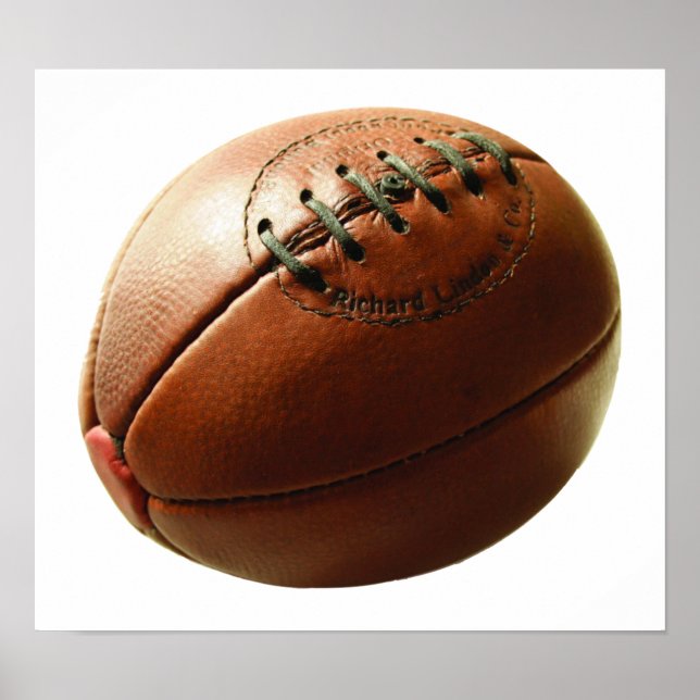 Old Rugby Ball Print Poster (Vorne)