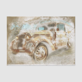 Old Rusted Renault Juvaquatre Van Decoupage Seidenpapier