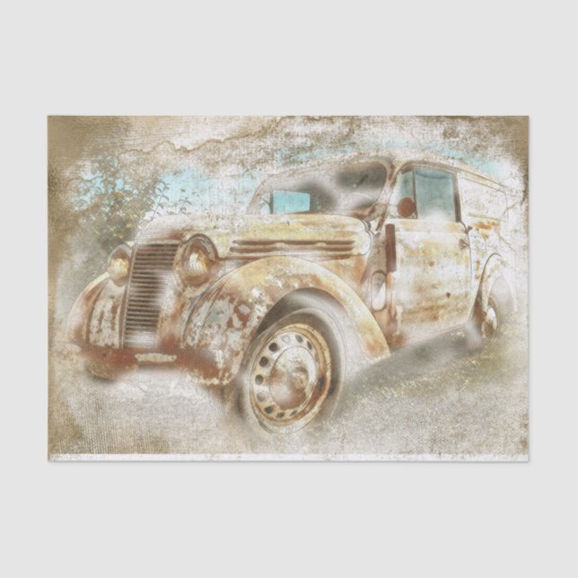 Old Rusted Renault Juvaquatre Van Decoupage Seidenpapier (Vorderseite)