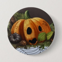 Old Rustic Pumpkin Spook Halloween-Party Button