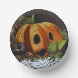 Old Rustic Pumpkin Spook Halloween-Party Pappteller