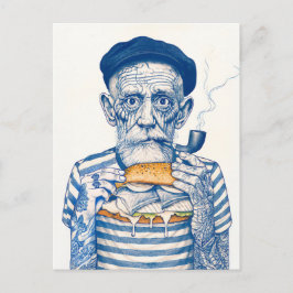 Old Sailor Eating Sandwich Postkarte