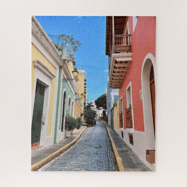 Old San Juan Colorful Street Travel Fotografie Puzzle (Vertikal)
