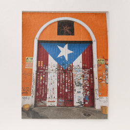 Old San Juan Puerto Rico Flag Street Art Door Puzzle