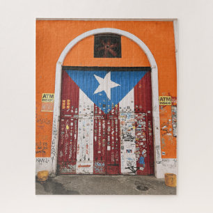 Old San Juan Puerto Rico Flag Street Art Door Puzzle