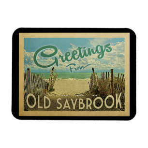 Old Saybrook Beach Vintage Travel Magnet