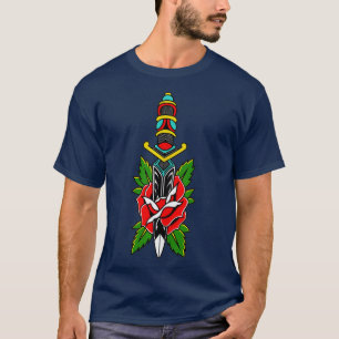 Old School American Traditional Dagger und Rose, d T-Shirt