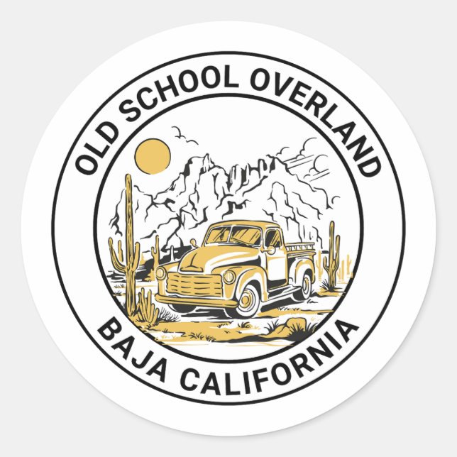 Old School Baja Overland Runder Aufkleber (Vorderseite)