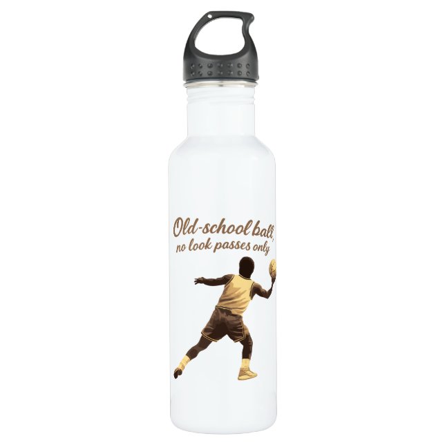 Old School Ball No Look Pass Silhouette Edelstahlflasche (Vorderseite)