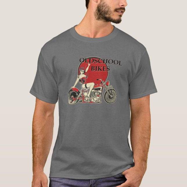 - Old School Bikes - Retro T-Shirt (Vorderseite)