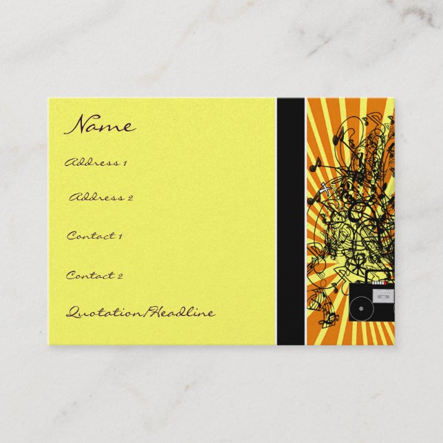 Old School BoomBox Shock-Musical Notizen Wirbel Visitenkarte (Vorderseite)