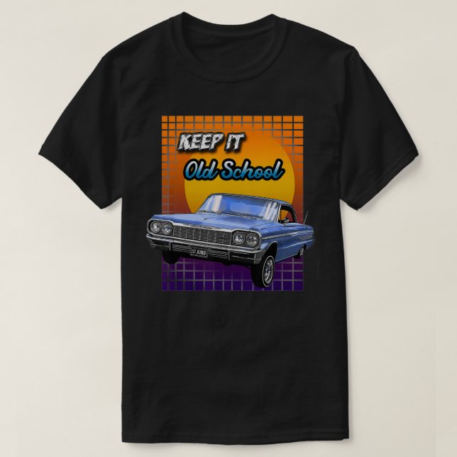 Old School Chevy Impala Lowrider Keep it Old Schoo T-Shirt (Design vorne)